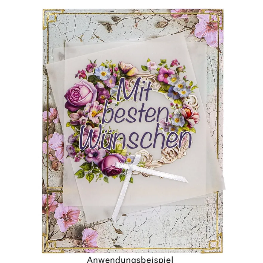 Premium-Transfers, Blumen & Wünsche 2, 10cm x 30cm, farbig, 10 Bogen