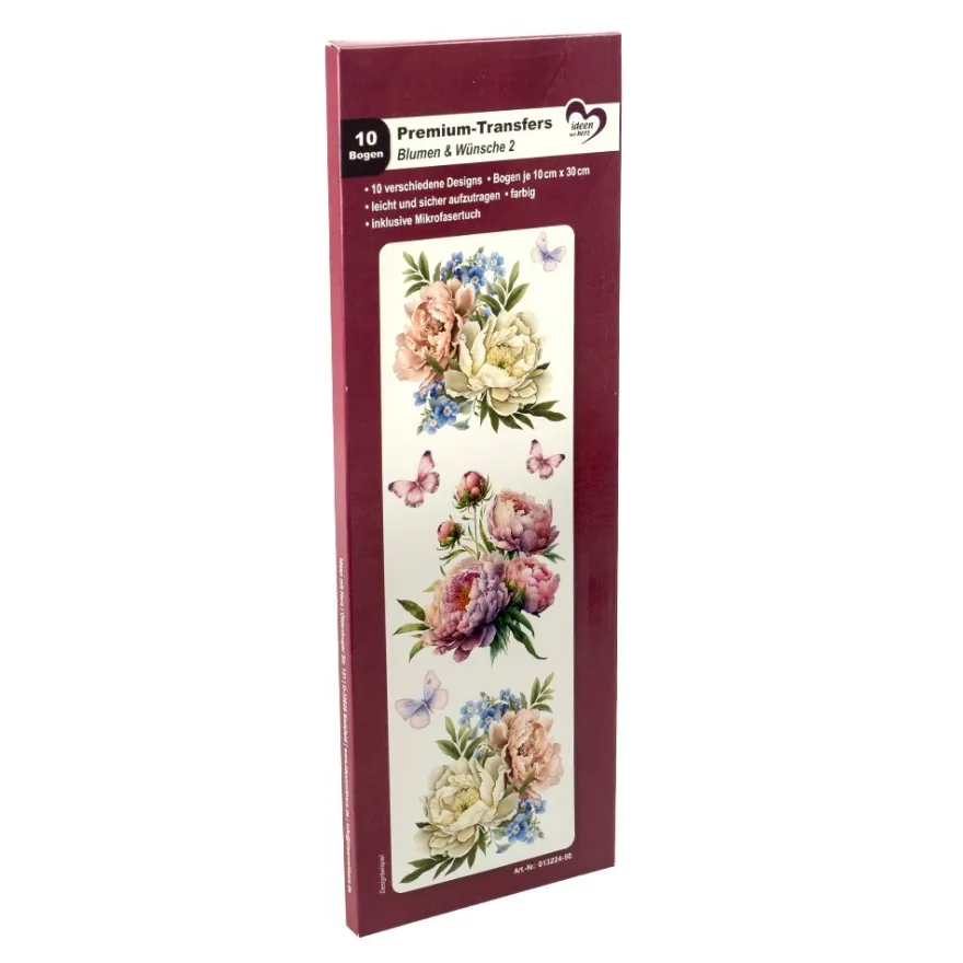 Premium-Transfers, Blumen & Wünsche 2, 10cm x 30cm, farbig, 10 Bogen