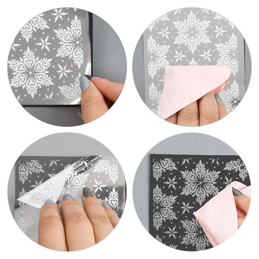Premium-Transfers, Florare Bordüren & Ornamente, 10cm x 30cm, Silberfolie, 10 Bogen