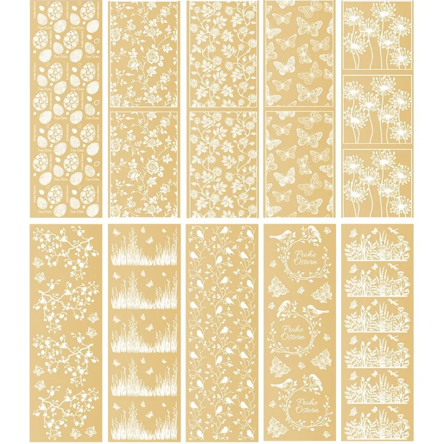 Premium-Transfers, Frühlingsmotive, 10cm x 30cm, Goldfolie, 10 Bogen