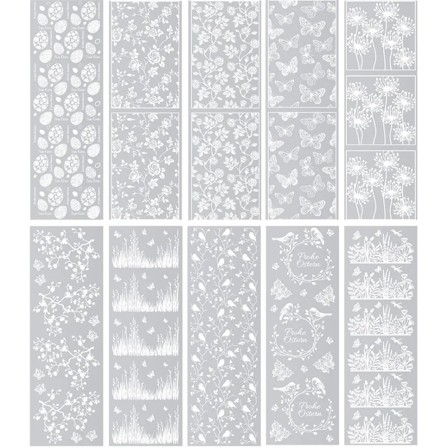 Premium-Transfers, Frühlingsmotive, 10cm x 30cm, Silberfolie, 10 Bogen