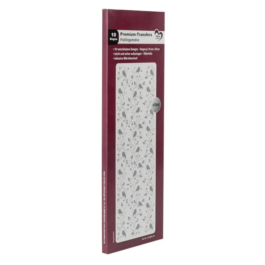 Premium-Transfers, Frühlingsmotive, 10cm x 30cm, Silberfolie, 10 Bogen