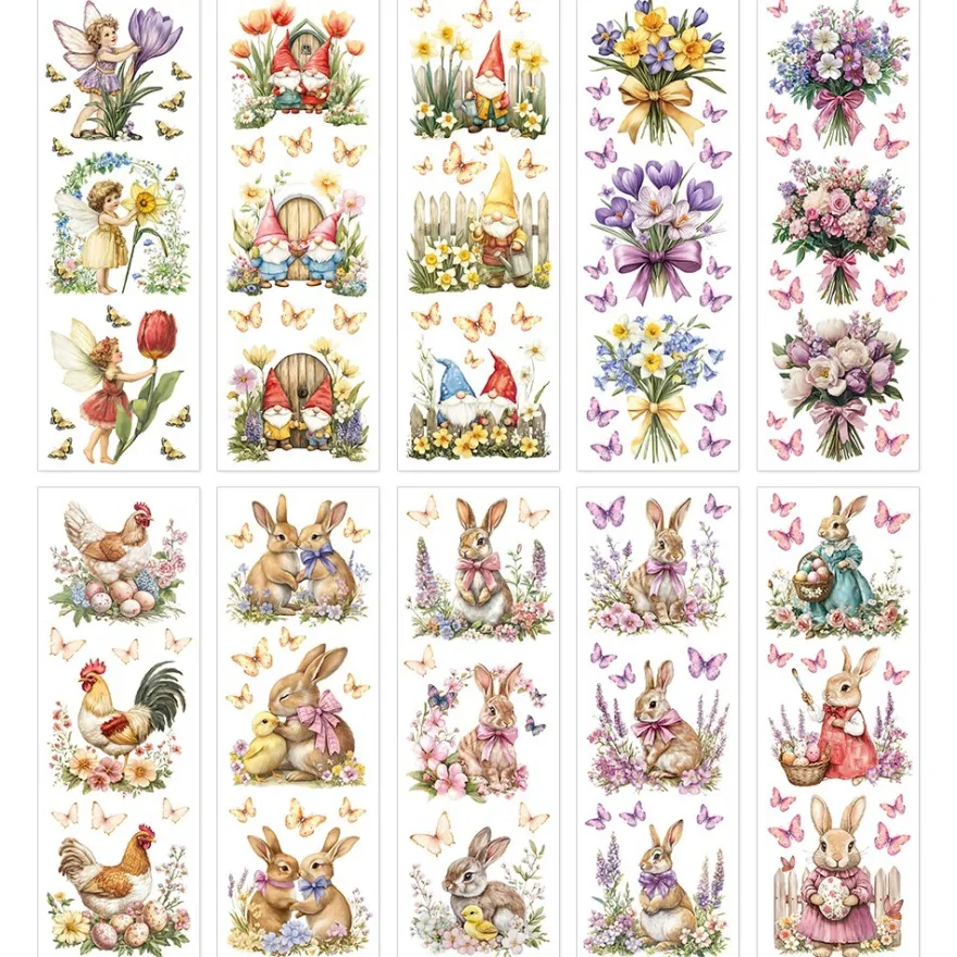 Premium-Transfers, Frühlings- und Osterzeit, 10cm x 30cm, farbig, 10 Bogen