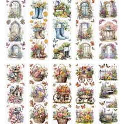 Premium-Transfers, Gartenidylle, 10cm x 30cm, farbig, 10 Bogen