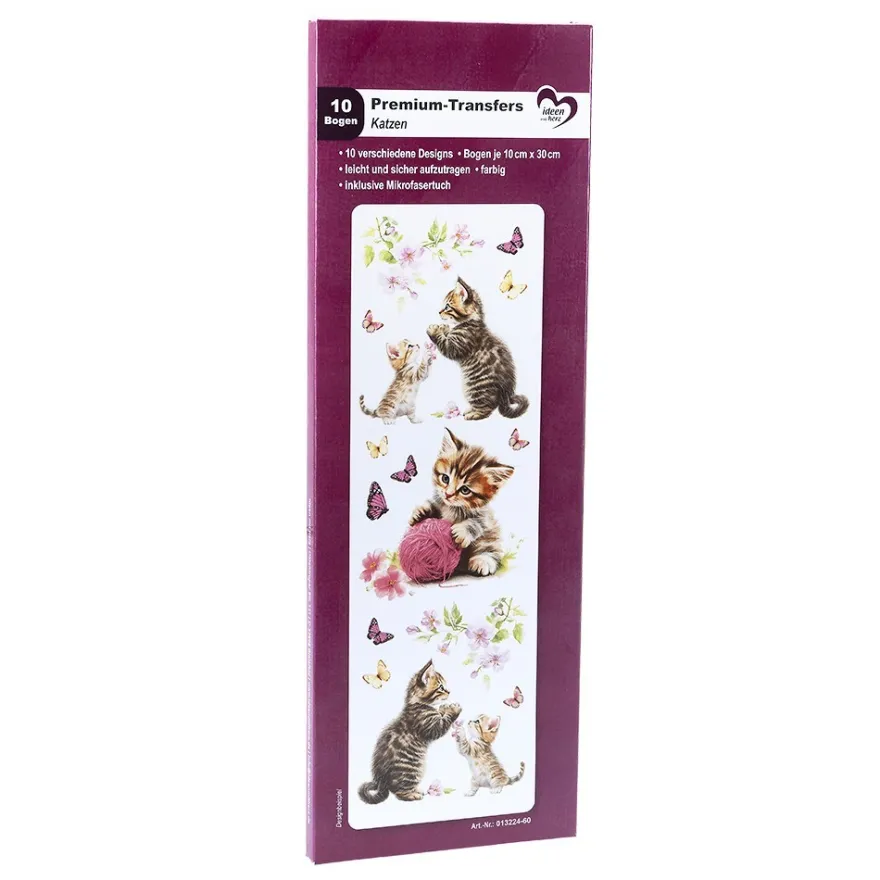 Premium-Transfers, Katzen, 10cm x 30cm, farbig, 10 Bogen