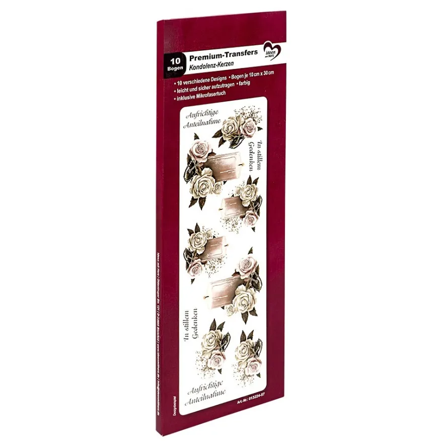 Premium-Transfers, Kondolenz-Kerzen, 10cm x 30cm, farbig, 10 Bogen