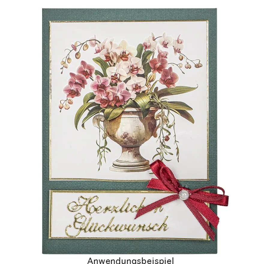 Premium-Transfers, Orchideen & Lilien, 10cm x 30cm, farbig, 10 Bogen