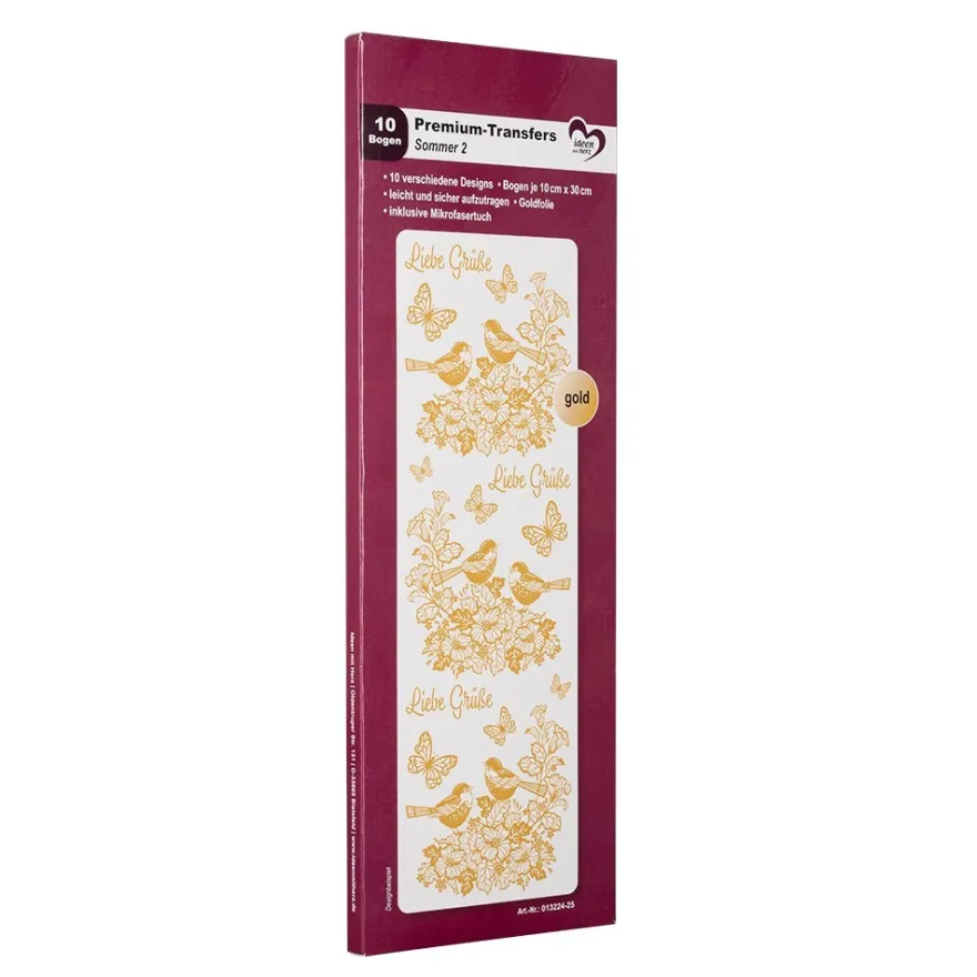 Premium-Transfers, Sommer 2, 10cm x 30cm, Goldfolie, 10 Bogen