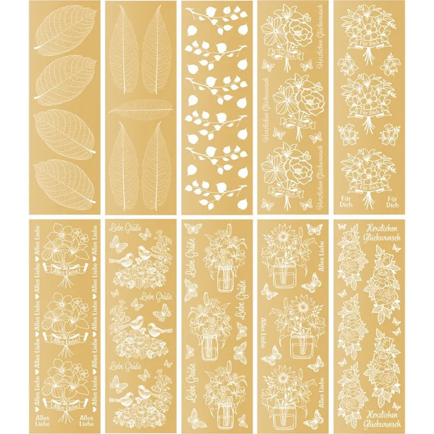 Premium-Transfers, Sommer 2, 10cm x 30cm, Goldfolie, 10 Bogen