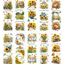 Premium-Transfers, Sonnenblumen & Wünsche, 10cm x 30cm, farbig, 10 Bogen