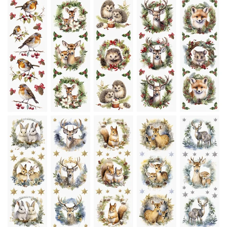 Premium-Transfers, Waldtiere im Winter, 10cm x 30cm, farbig, 10 Bogen