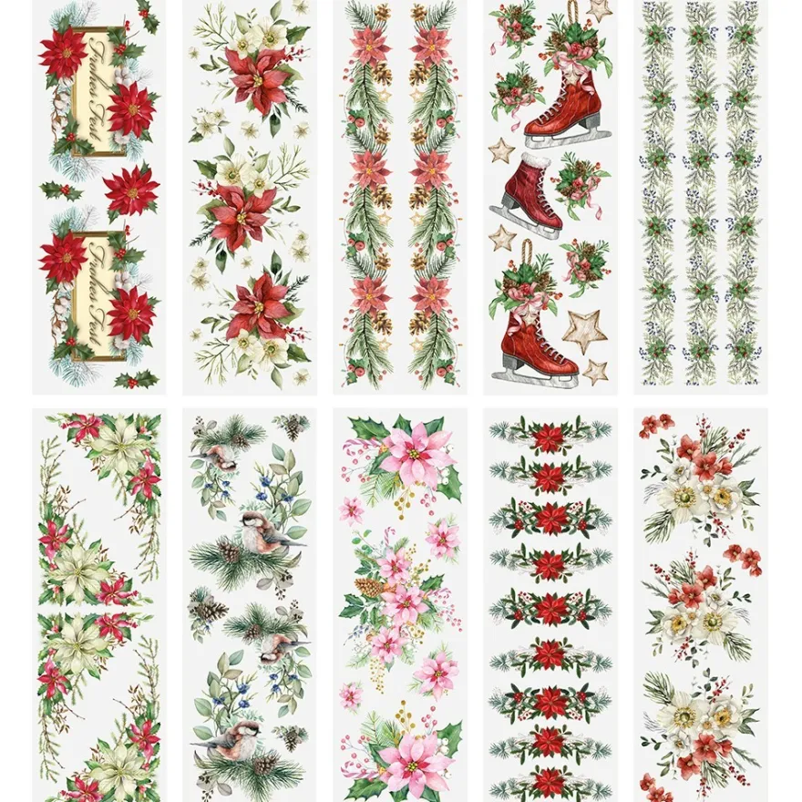 Premium-Transfers, Weihnachtsfloristik 2, 10cm x 30cm, farbig, 10 Bogen