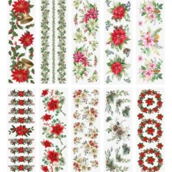 Premium-Transfers, Weihnachtsfloristik 3, 10cm x 30cm, farbig, 10 Bogen