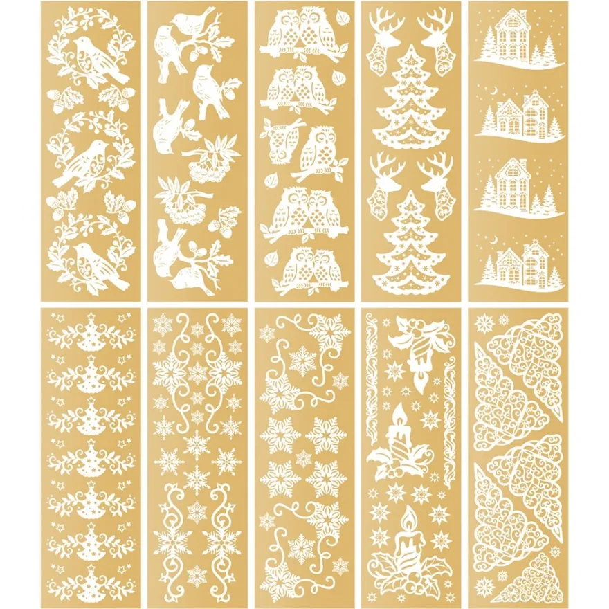 Premium-Transfers, Winter 1, 10cm x 30cm, Goldfolie, 10 Bogen