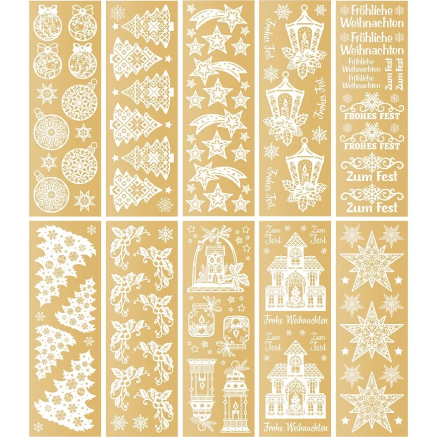 Premium-Transfers, Winter 2, 10cm x 30cm, Goldfolie, 10 Bogen