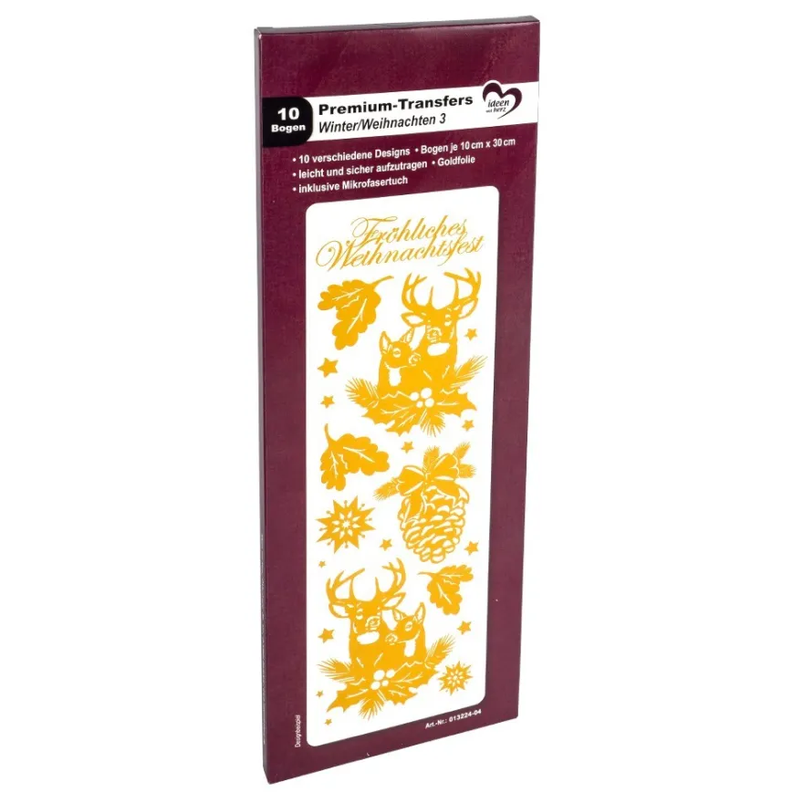 Premium-Transfers, Winter/Weihnachten 3, 10cm x 30cm, Goldfolie, 10 Bogen