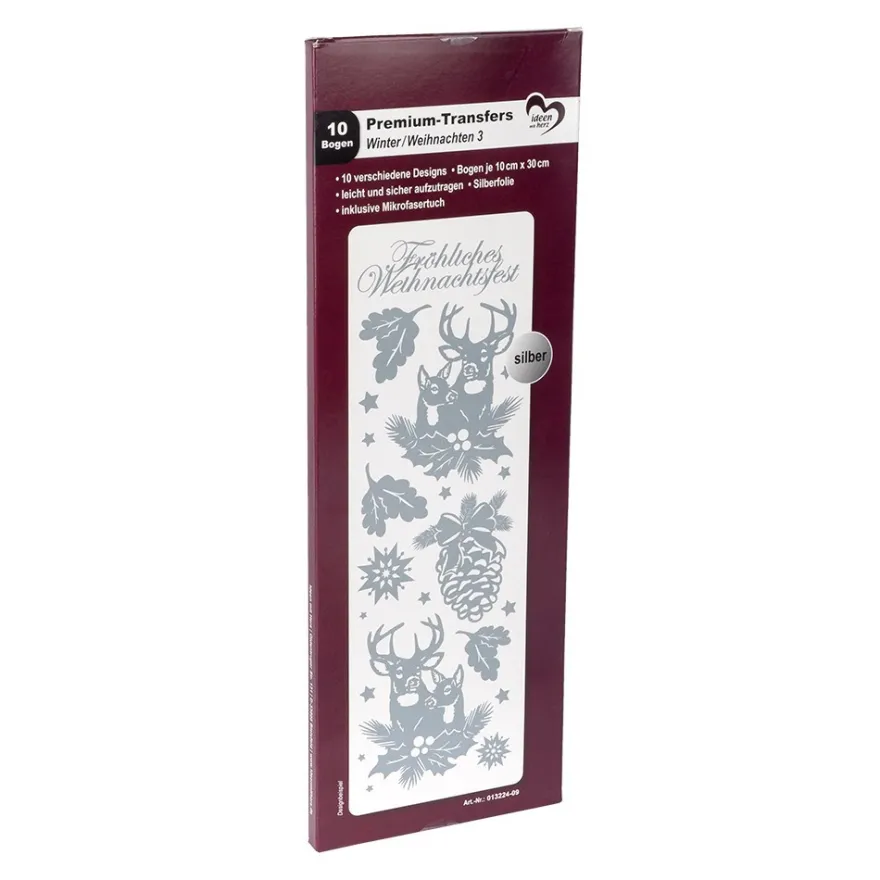 Premium-Transfers, Winter/Weihnachten 3, 10cm x 30cm, Silberfolie, 10 Bogen