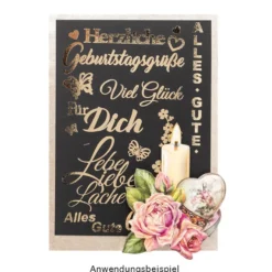 Premium-Transfers, Wünsche rund ums Jahr, 10cm x 30cm, Goldfolie, 10 Bogen