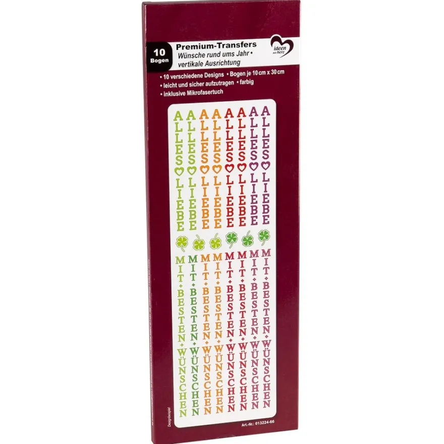 Premium-Transfers, Wünsche rund ums Jahr, vertikale Ausrichtung, 10cm x 30cm, farbig, 10 Bogen