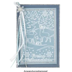 Prägeschablone, Frohe Weihnachten & Winterwald, 14,5cm x 9,5cm