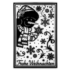 Prägeschablone, Frohe Weihnachten & Schneemann, 14,5cm x 9,5cm