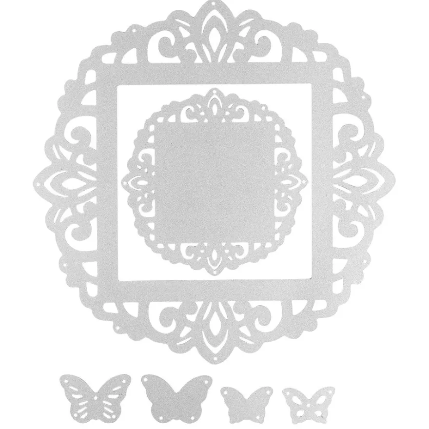 Präge-& Stanzschablonen, Zierdeckchen & Schmetterlinge 1, 6 Stück