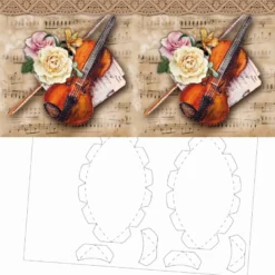 Prickel-Karte, Geige, inkl. Böden & Ecken, 16cm x 16cm