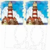 Prickel-Karte, Leuchtturm, inkl. Böden & Ecken, 16cm x 16cm