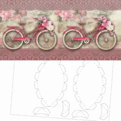 Prickel-Karte, Nostalgie-Fahrrad, inkl. Böden & Ecken, 16cm x 16cm