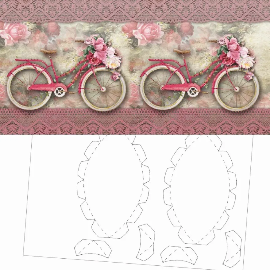 Prickel-Karte, Nostalgie-Fahrrad, inkl. Böden & Ecken, 16cm x 16cm