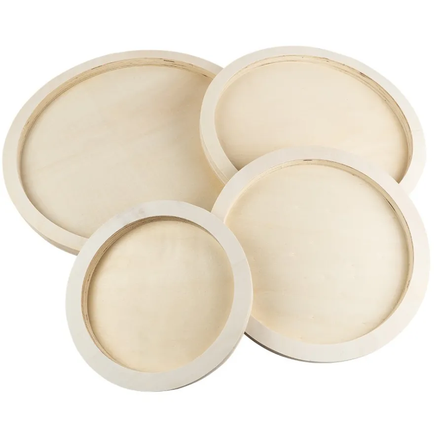 Rahmen, Holz, rund, verschiedene Größen, 4 Stück