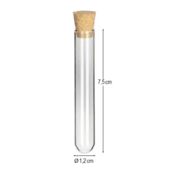 Reagenzgläser mit Korken, 7,5cm hoch, Ø 1,2cm, 40 Stück