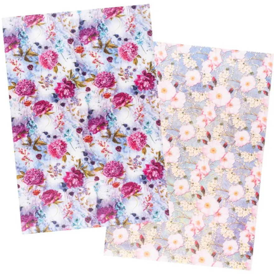Reispapiere, Blüten 18, DIN A4, 30g/m², 2 verschiedene Designs
