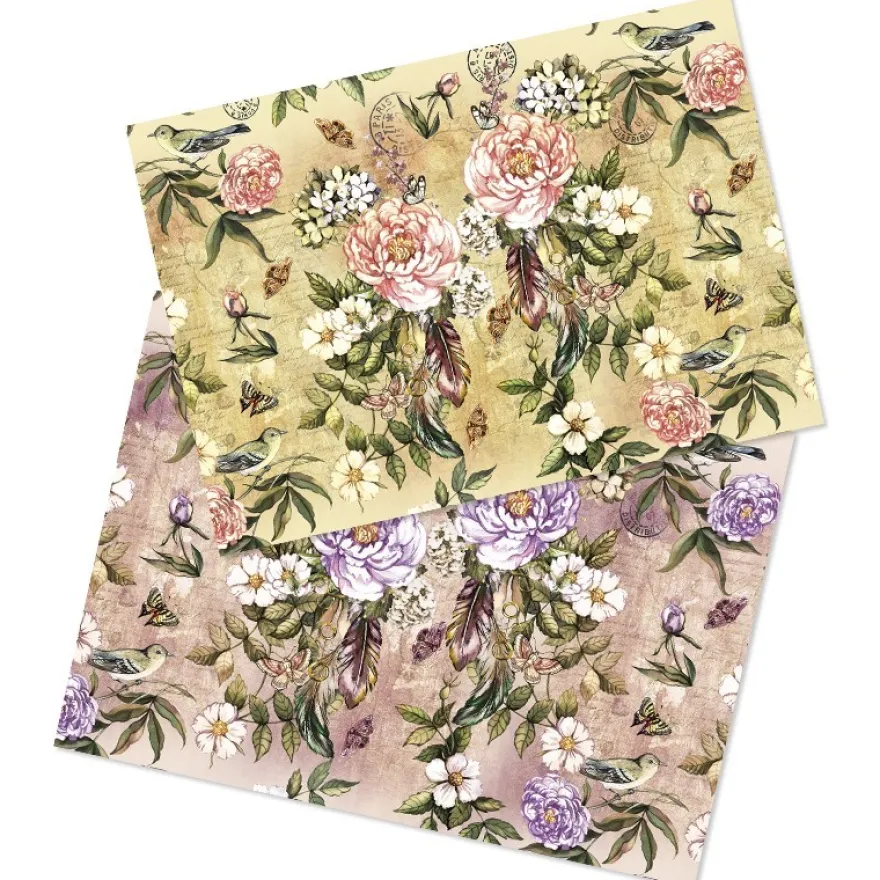 Reispapiere, Nostalgie "Blüten 2", DIN A4, 2 Designs