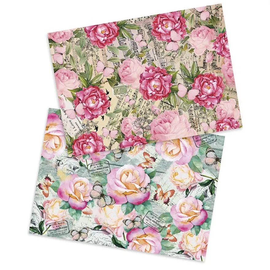 Reispapiere "Rosen & Schmetterlinge", DIN A4, 2 Designs