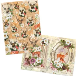 Reispapiere, Weihnachten Hirsche, DIN A4, 2 Designs