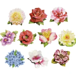 Relief-Bilder, Zauberhafte Blüten, geprägt, 6-8,5 cm, 10er Set