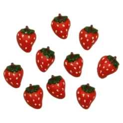 Relief-Erdbeeren, Steinharz, 2 x 1,5 cm, 10er Set