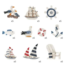Relief-Figuren, maritim, 10 Designs, 50 Stück