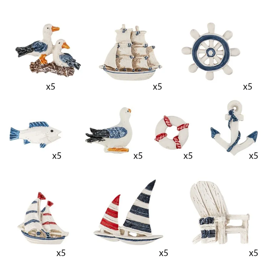 Relief-Figuren, maritim, 10 Designs, 50 Stück