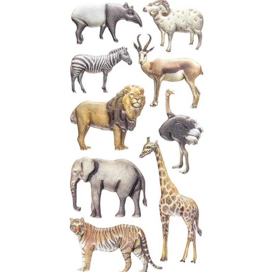 Relief-Sticker, Exotische Tiere, 17,5cm x 9cm