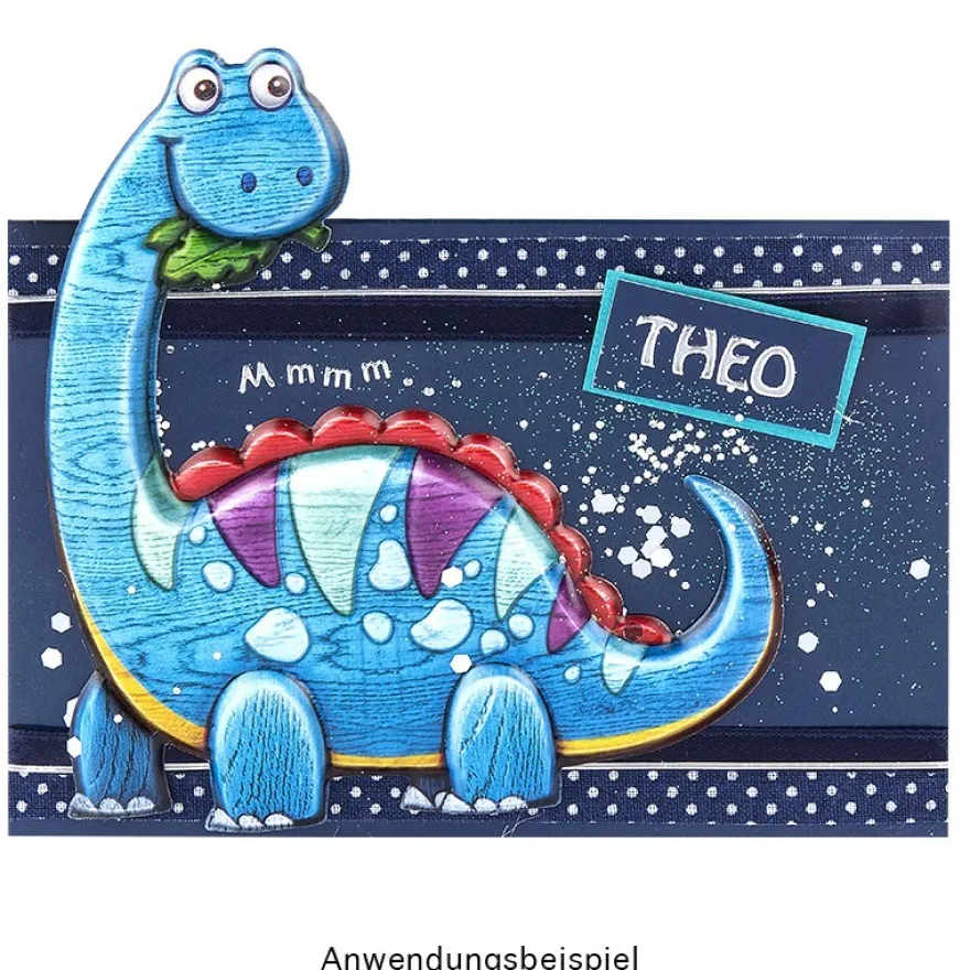 Relief-Sticker in Holz-Optik, Dinosaurier, 18x17,5cm