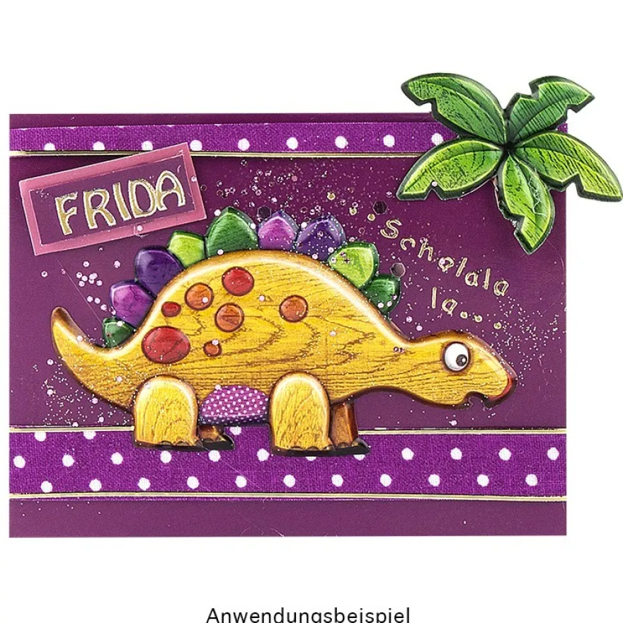 Relief-Sticker in Holz-Optik, Dinosaurier, 18x17,5cm