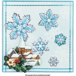 Relief-Sticker in Holzoptik, Eiskristalle, 18cm x 17,5cm