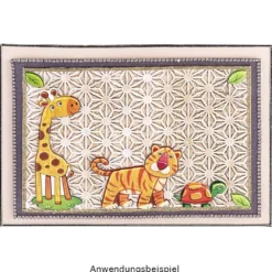 Relief-Sticker in Holz-Optik, Exotische Tiere, 14cm x 21cm, 27 Sticker