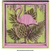 Relief-Sticker in Holz-Optik, Flamingo auf Holzpaneelen, 18 cm x 17,5 cm