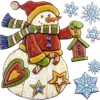 Relief-Sticker in Holzoptik, Schneemann mit Vogelhäuschen, 18cm x 17,5cm
