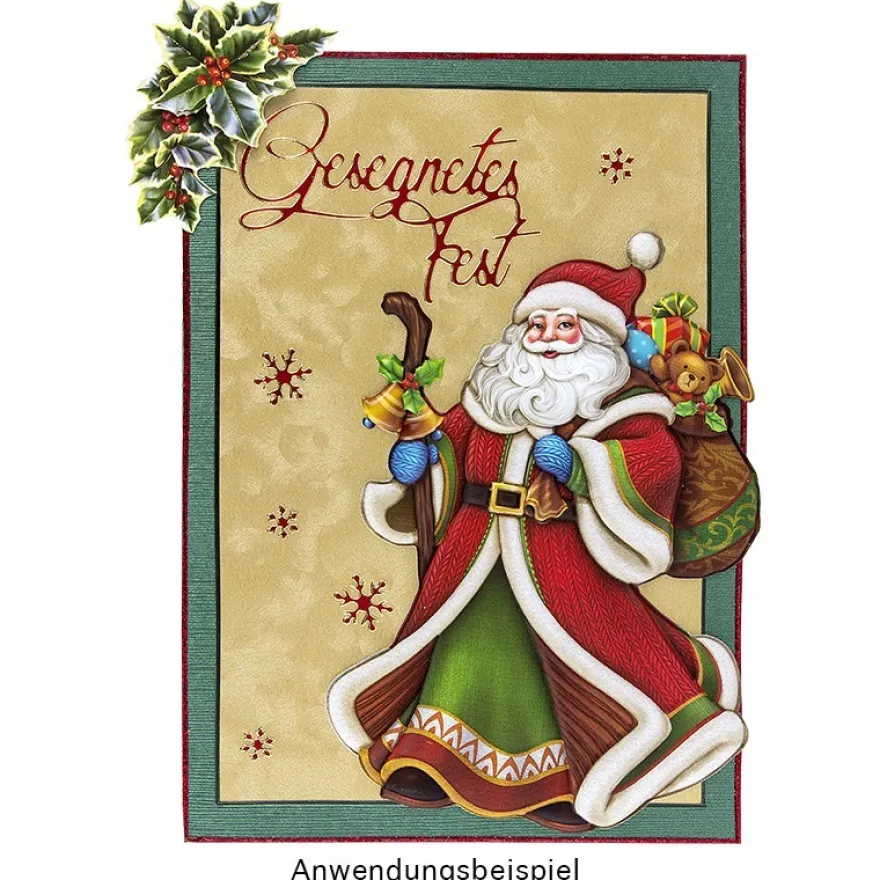 Relief-Sticker in Holzoptik, Weihnachtsmann 2, 18cm x 17,5cm