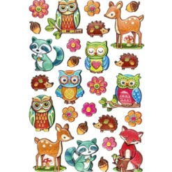 Relief-Sticker in Holz-Optik, Waldtiere, 14cm x 21cm, 27 Sticker