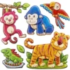 Relief-Sticker in Holz-Optik, Zootiere 2, 18x17,5cm